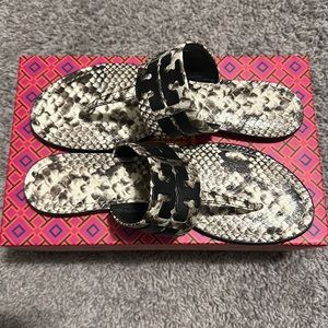 Tory Burch Snake Print Leather Sandals; size 9.5; worn once